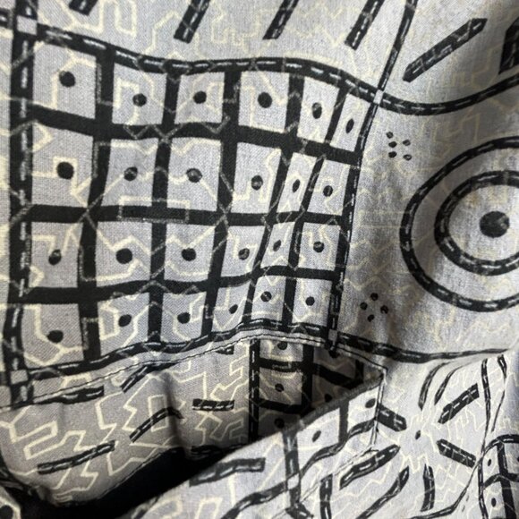 New Identity Womens Geometric Print Unique Button Front Jacket XL Black Gray - Picture 7 of 12